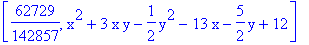 [62729/142857, x^2+3*x*y-1/2*y^2-13*x-5/2*y+12]